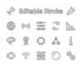 Set of Data Analysis Related Technology Vector Line Icons. Contains such Icons as Charts, Wi-fi, Graphs, Traffic