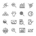 Set of 16 data analysis thin line icons. Royalty Free Stock Photo