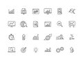 Set of 24 Data Analysis web icons in line style. Graphs, Analysis, Big Data, growth, chart, research. Vector illustration Royalty Free Stock Photo