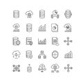 Vector art of data management and analysis icons representing database, cloud computing, and data visualization concepts Royalty Free Stock Photo