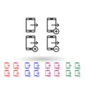 Set of data storage smartphone multi color icon. Simple thin line, outline vector of phone icons for ui and ux, website or mobile