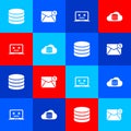 Set Database, New, email incoming message, Dead laptop and Cloud database icon. Vector Royalty Free Stock Photo
