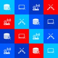 Set Database server service, Laptop, Router wi-fi and Crossed screwdrivers icon. Vector Royalty Free Stock Photo