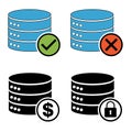 Set of Database storage icon, internet network server cloud data symbol, connection system vector illustration Royalty Free Stock Photo