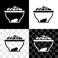 Set Date fruit in bowl icon isolated on black and white, transparent background. Vector Royalty Free Stock Photo