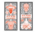 Set of Day of the dead (Dia de los muertos) flyer templates. Design element for poster, card, banner. Royalty Free Stock Photo