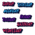 Set of days of the week. Vector lettering Royalty Free Stock Photo