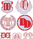 Set of DD monograms and emblem templates Royalty Free Stock Photo