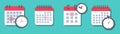 Set of deadline calendar with clock in a flat design Royalty Free Stock Photo
