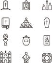 Set of death and funeral icons