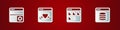 Set Debugging, Browser with shield, files and Server, Data, Web Hosting icon. Vector Royalty Free Stock Photo