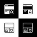 Set Debugging icon isolated on black and white background. Debugging tool. Magnifying glass on bug programming. Testing Royalty Free Stock Photo
