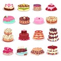 Set of Decorated Cakes Vector in Flat Design Royalty Free Stock Photo