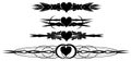 Set of decorated hearts tattoos in black