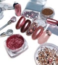 Set for decorating nails manicure. false nails Royalty Free Stock Photo