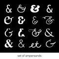 Set of decoration ampersands for letters and invitation on background. Hand drawn type. Vector illustration. Ampersand Royalty Free Stock Photo