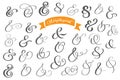 Set of decoration ampersands for letters and invitation on white background. Hand drawn type. Vector illustration Royalty Free Stock Photo