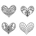 Set of decoration patterned heart.