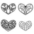 Set of decoration patterned heart.