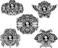 Set of decorative antique cameos Royalty Free Stock Photo