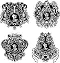 Set of decorative antique cameos Royalty Free Stock Photo