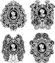 Set of decorative antique cameos Royalty Free Stock Photo