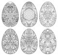 Set of decorative black and white Easter eggs. Royalty Free Stock Photo