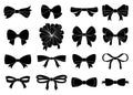 Set of decorative bow for your design. Vector black bow silhouette isolated on white Royalty Free Stock Photo