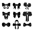 Set of decorative bow for your design. Vector bow silhouette isolated on white Royalty Free Stock Photo