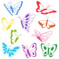 Set of decorative butterflies. Colorful abstract insects.