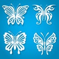Set of decorative butterfly, decorated with organic shape paper cut style.
