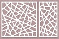 Set decorative card for cutting. Abstract lines pattern. Laser c Royalty Free Stock Photo