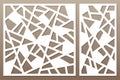 Set decorative card for cutting. Abstract lines pattern. Laser c
