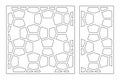 Set decorative card for cutting. Line, mosaic pattern. Laser cut. Ratio 1:1, 1:2. Vector illustration