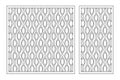 Set decorative cards for cutting. Line wave pattern. Laser cut. Ratio 1:1, 1:2. Vector illustration Royalty Free Stock Photo