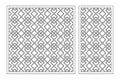 Set decorative card for cutting. Linear square geometric celtic weave pattern. Laser cut. Ratio 1:1, 1:2. Vector illustration