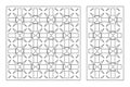 Set decorative card for cutting. Linear square geometric mosaic pattern. Laser cut. Ratio 1:1, 1:2. Vector illustration