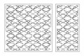 Set decorative card for cutting. Lines geometric  pattern. Laser cut. Ratio 1:1, 1:2. Vector illustration Royalty Free Stock Photo