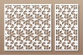 Set decorative card for cutting. Recurring Artistic  Arab mosaic pattern. Laser cut Royalty Free Stock Photo