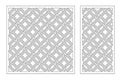 Set decorative card for cutting. Square, Scotland cage pattern. Laser cut. Ratio 1:1, 1:2. Vector illustration Royalty Free Stock Photo