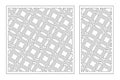 Set decorative card for cutting. Square, Scotland cage pattern. Laser cut. Ratio 1:1, 1:2. Vector illustration Royalty Free Stock Photo