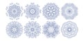 Set of decorative circle patterns, ethnic flower paisley design Royalty Free Stock Photo