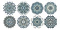 Set of decorative circle patterns, ethnic flower paisley design Royalty Free Stock Photo