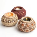 Decorative clay lamps isolated on white background Royalty Free Stock Photo