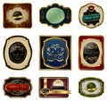 Set of decorative color gold frames labels