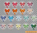Set of decorative colorful bows isolated on transparent background. Vector Illustration