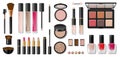 Set of decorative cosmetics. Blank template of containers for face cosmetic, concealer, eyeshadow, lipstick, makeup