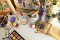 Set of decorative cosmetics on dressing table Royalty Free Stock Photo