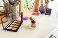 Set of decorative cosmetics on dressing table Royalty Free Stock Photo