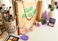 Set of decorative cosmetics on dressing table Royalty Free Stock Photo